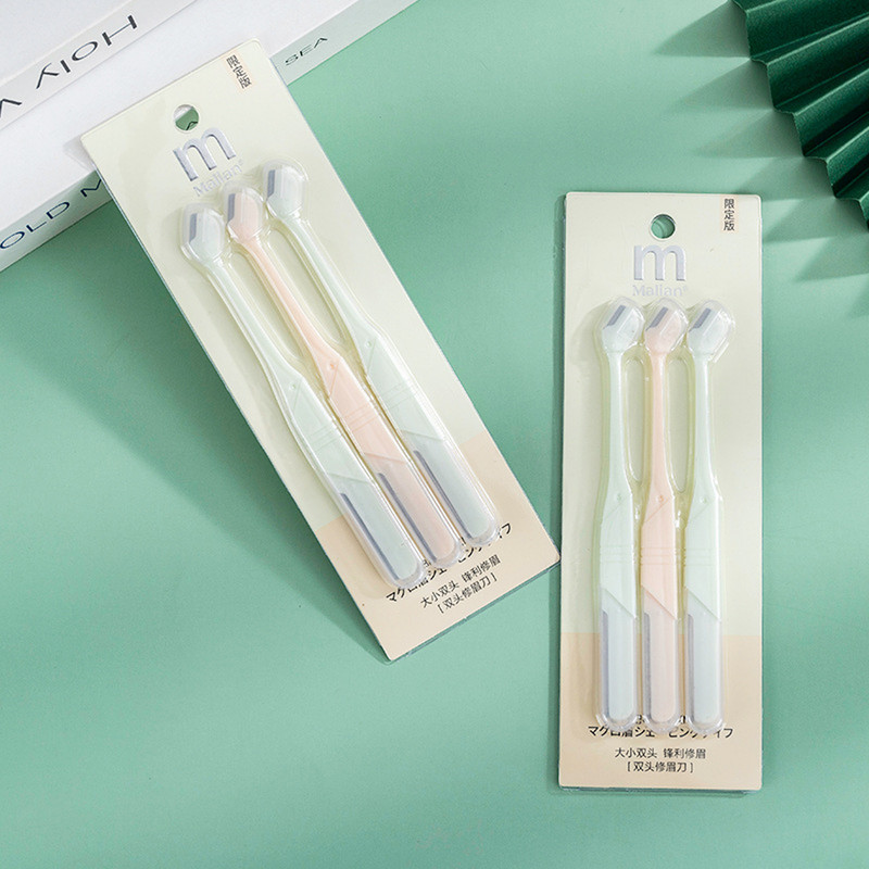 Set de aparat pentru îndepărtarea părului pentru sprâncene cu dublu cap, aparat de ras pentru femei, aparat de tuns sprâncene cu lame, aparat de ras pentru machiaj, cosmetice pentru femei