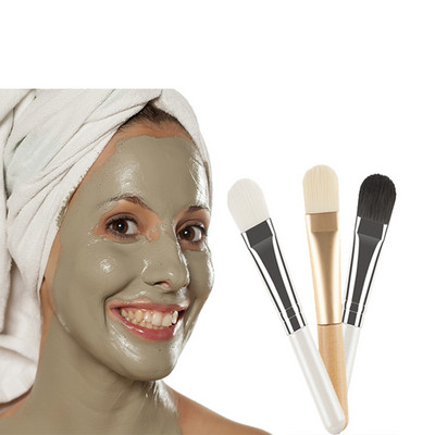 3 színű arcmaszk puha kefe fa nyelű hordozható arc bőrápolás szépség kozmetikai eszköz legyező alakú professzionális sminkecset