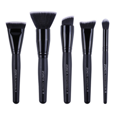 ZOREYA 15 buc. Set de pensule de machiaj negru de lux Unelte Pensule profesionale Pudră de fond de ten, fard de pleoape, pensule de machiaj