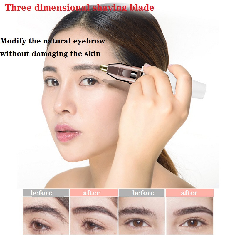 2 ΣΕ 1 Κραγιόν Γυναικεία Αποτρίχωση Φρυδιών Electric Trimmer USB Επαναφορτιζόμενη ξυριστική μηχανή αποτρίχωσης LED Επαγγελματικά εργαλεία μακιγιάζ ξυραφιού