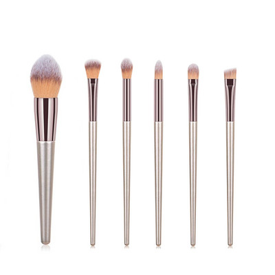 KOSMETYI 10 buc. Păr moale de înaltă calitate, mâner din lemn, pudră liberă, fard de obraz, perie pentru conturarea ochilor, set complet de instrumente de machiaj