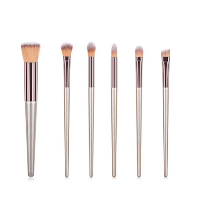 KOSMETYI 10 buc. Păr moale de înaltă calitate, mâner din lemn, pudră liberă, fard de obraz, perie pentru conturarea ochilor, set complet de instrumente de machiaj