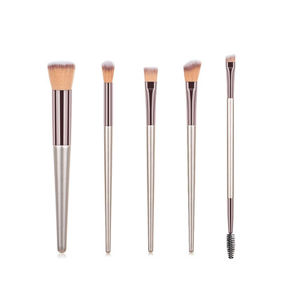 KOSMETYI 10 buc. Păr moale de înaltă calitate, mâner din lemn, pudră liberă, fard de obraz, perie pentru conturarea ochilor, set complet de instrumente de machiaj