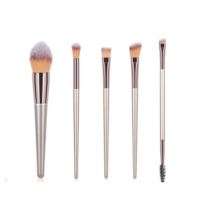 KOSMETYI 10 buc. Păr moale de înaltă calitate, mâner din lemn, pudră liberă, fard de obraz, perie pentru conturarea ochilor, set complet de instrumente de machiaj