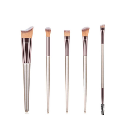 KOSMETYI 10 buc. Păr moale de înaltă calitate, mâner din lemn, pudră liberă, fard de obraz, perie pentru conturarea ochilor, set complet de instrumente de machiaj