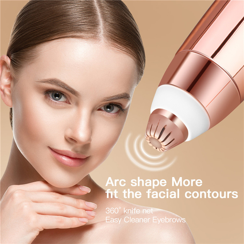 Trimmer electric pentru sprâncene CkeyiN Epilator fără durere pentru sprâncene Aparat de ras Aparat pentru îndepărtarea părului facial reîncărcabil cu lumină