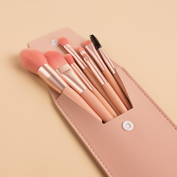 8 τμχ Mini Travel Portable Μαλακά πινέλα μακιγιάζ Eye Shadow Foundation Powder Eyelash Lip Concealer Blush Make up Brush Set