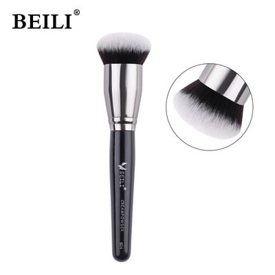 BEILI Pensula de machiaj pentru fond de ten negru Big Definer Pudră Fard de obraz Moale Păr sintetic Perie de machiaj Highlighter Fan Contour Tools