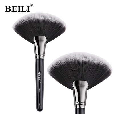 BEILI Pensula de machiaj pentru fond de ten negru Big Definer Pudră Fard de obraz Moale Păr sintetic Perie de machiaj Highlighter Fan Contour Tools