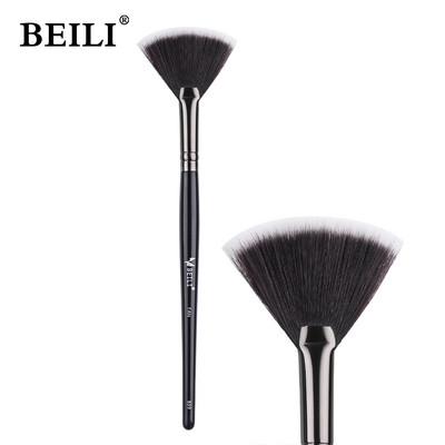 BEILI Pensula de machiaj pentru fond de ten negru Big Definer Pudră Fard de obraz Moale Păr sintetic Perie de machiaj Highlighter Fan Contour Tools