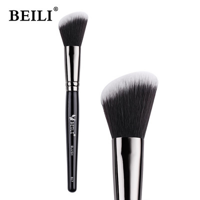 BEILI Pensula de machiaj pentru fond de ten negru Big Definer Pudră Fard de obraz Moale Păr sintetic Perie de machiaj Highlighter Fan Contour Tools