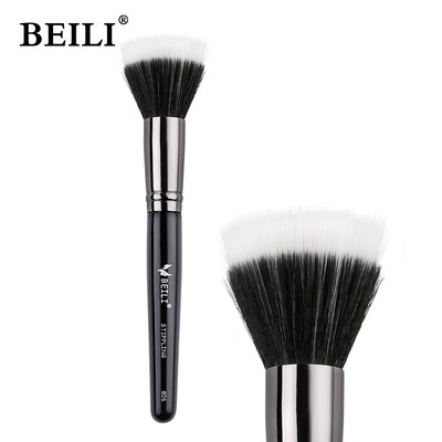 BEILI Pensula de machiaj pentru fond de ten negru Big Definer Pudră Fard de obraz Moale Păr sintetic Perie de machiaj Highlighter Fan Contour Tools