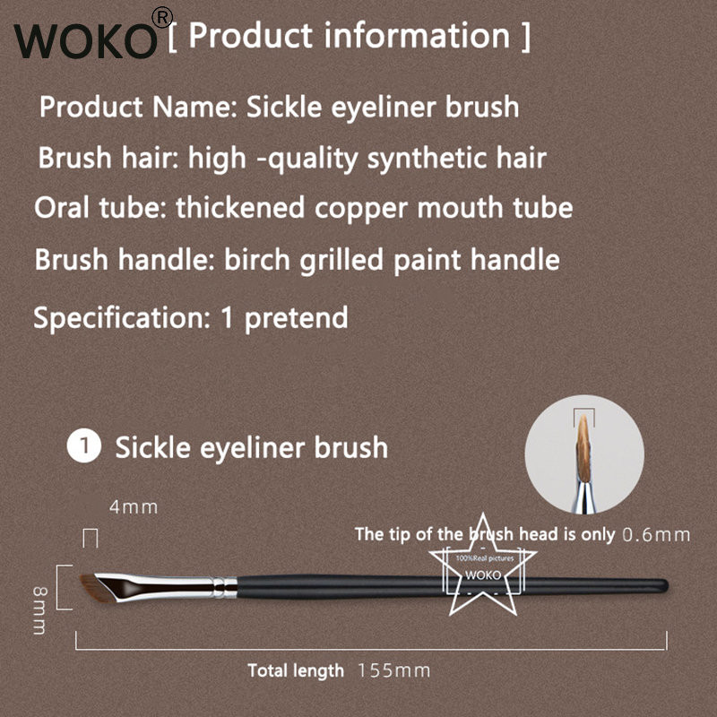 Nouă perie Sickle pentru eyeliner, ultra subțire, cu unghi oblic, cu cap plat, perie pentru sprâncene, cuțit, perie de machiaj, perie lichidă pentru creion de ochi