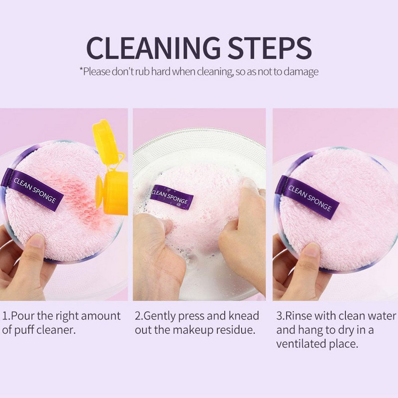 ELECOOL Tampoane demachiante reutilizabile Șervețele de bumbac Burete din microfibră Bumbac 3 buc./Cutie Faceți curățare Instrument îngroșat Îndepărtare M4O7