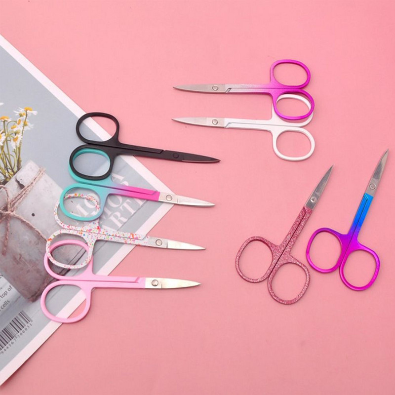 1 buc foarfece pentru sprâncene, unelte pentru unghii din oțel inoxidabil, pentru sprâncene, nas, pentru gene, foarfece multifuncțională pentru păr facial, machiaj frumusețe