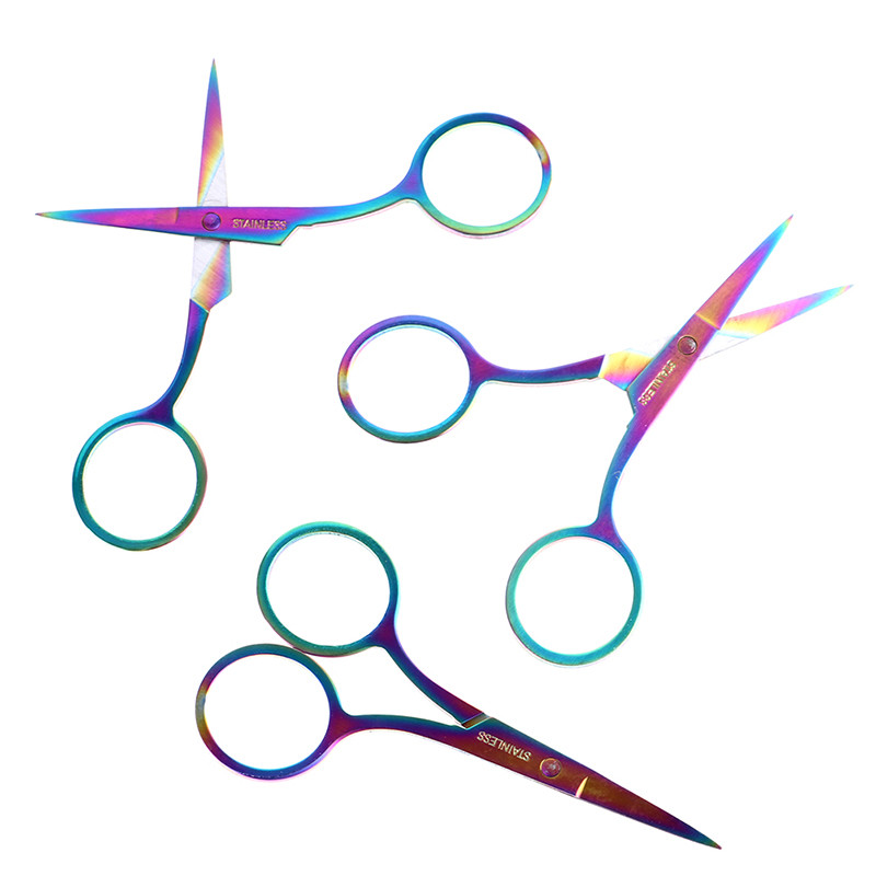 Šarene škare za obrve od nehrđajućeg čelika Mali alati za nokte Podrezivanje dlačica za obrve, nos, škare za trepavice Alat za podrezivanje šminke