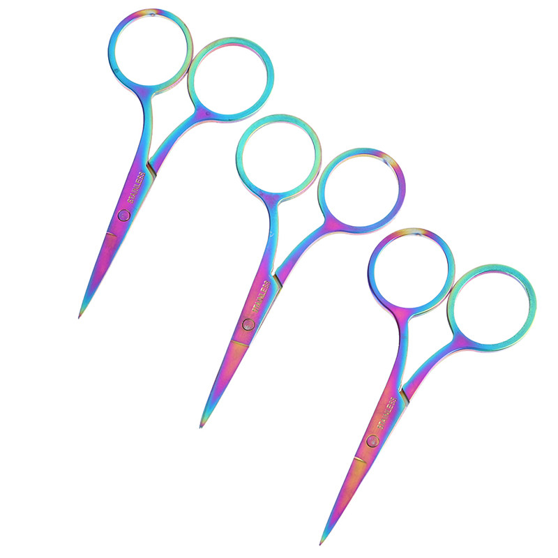 Šarene škare za obrve od nehrđajućeg čelika Mali alati za nokte Podrezivanje dlačica za obrve, nos, škare za trepavice Alat za podrezivanje šminke