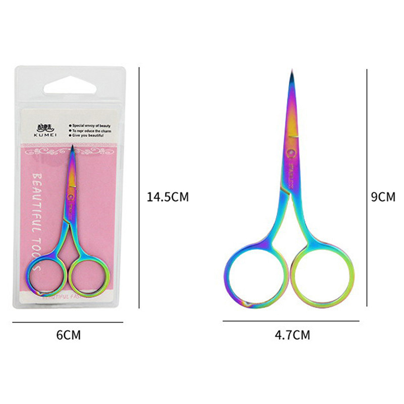 Šarene škare za obrve od nehrđajućeg čelika Mali alati za nokte Podrezivanje dlačica za obrve, nos, škare za trepavice Alat za podrezivanje šminke