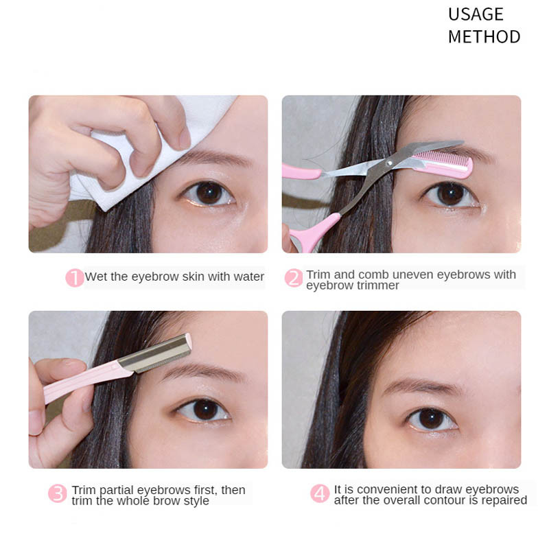 1 buc Foarfece pentru tuns sprâncene Pieptene pentru gene Foarfece pentru păr Clipsuri pentru modelarea sprâncenelor Razor Grooming Trimmer TN