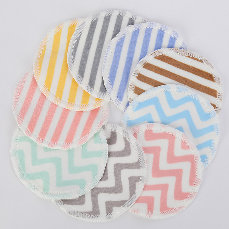 10 buc Tampoane demachiante în dungi cu straturi duble cu pungă de depozitare Tampoane din bumbac pentru curățarea feței, reutilizabile, catifea de 8 cm, pentru îngrijirea pielii.