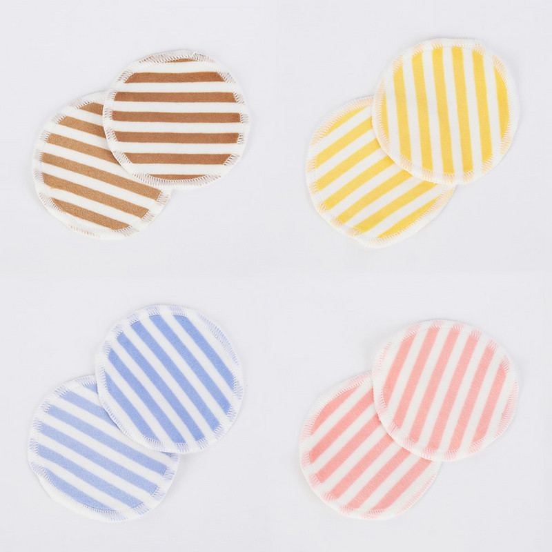 10 buc Tampoane demachiante în dungi cu straturi duble cu pungă de depozitare Tampoane din bumbac pentru curățarea feței, reutilizabile, catifea de 8 cm, pentru îngrijirea pielii.