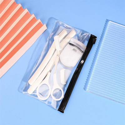 Set de 4 bucăți de instrumente pentru tunderea sprâncenelor Cuțit macro pentru tăierea sprâncenelor Foarfece pentru frumusețe Clip pentru sprâncene Instrumente convenabile pentru frumusețe