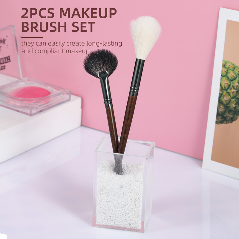 OVW 2 DB kecskeszőr láng alakú kiemelő ecset puha professzionális arclegyező smink ecsetek szett Beauty Cosmetics Tool Maquiagem