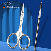 LLANO Foarfece pentru sprâncene Dispozitiv profesional de îndepărtare a părului pentru sprâncene Lamă curbată Trimmer din oțel inoxidabil Perie delicată pentru sprâncene Îngrijirea sprâncenelor