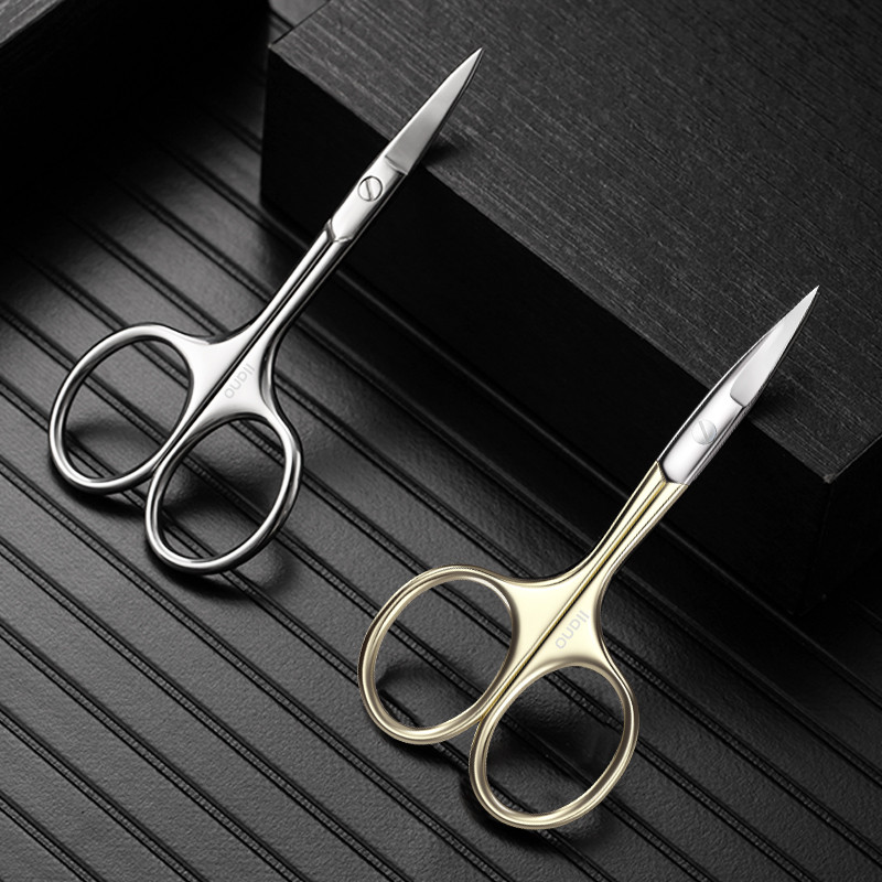 LLANO Foarfece pentru sprâncene Dispozitiv profesional de îndepărtare a părului pentru sprâncene Lamă curbată Trimmer din oțel inoxidabil Perie delicată pentru sprâncene Îngrijirea sprâncenelor