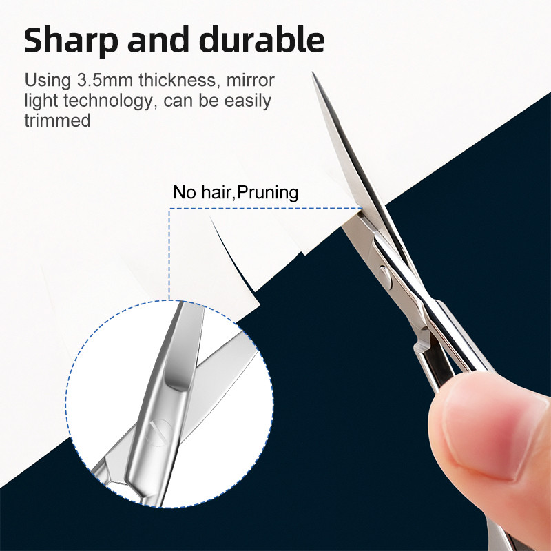 LLANO Foarfece pentru sprâncene Dispozitiv profesional de îndepărtare a părului pentru sprâncene Lamă curbată Trimmer din oțel inoxidabil Perie delicată pentru sprâncene Îngrijirea sprâncenelor