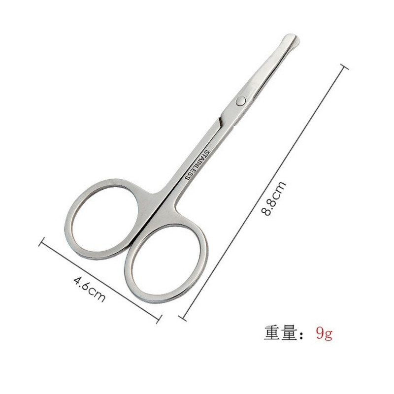1 buc din oțel inoxidabil, portabil, cu cap rotund, pentru mustață, nas, urechi, pentru îndepărtarea părului, foarfece de tuns, foarfece de siguranță pentru frumusețe pentru sprâncene
