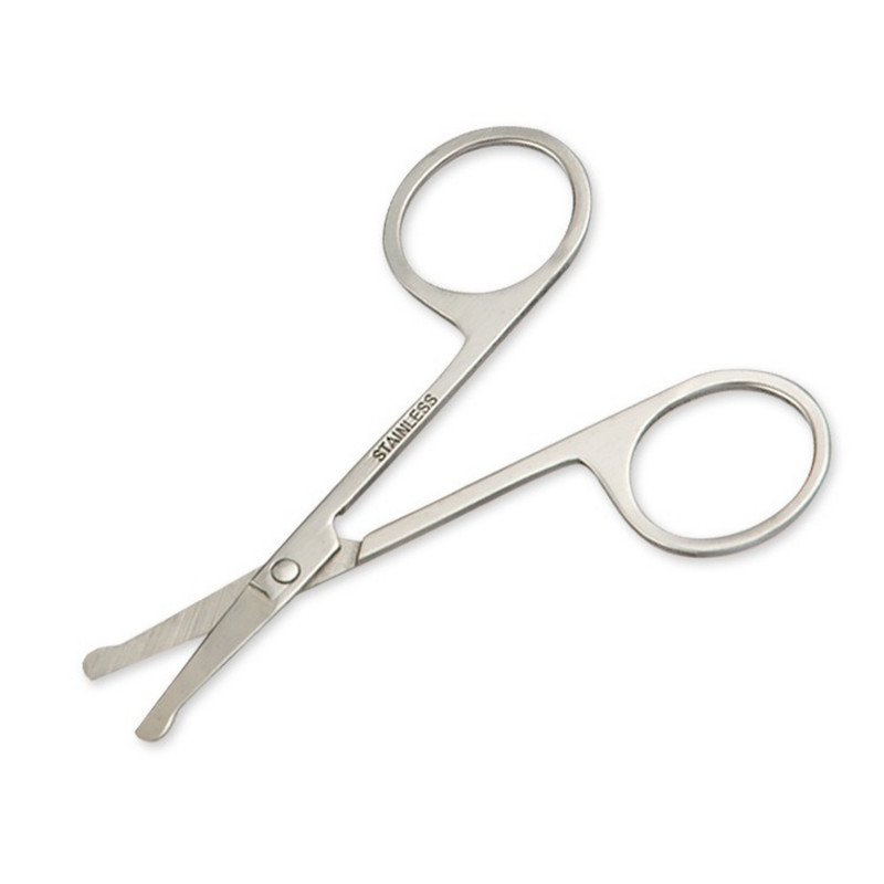 1 buc din oțel inoxidabil, portabil, cu cap rotund, pentru mustață, nas, urechi, pentru îndepărtarea părului, foarfece de tuns, foarfece de siguranță pentru frumusețe pentru sprâncene