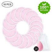 Tampoane demachiante reutilizabile 4/8/10/16 buc. Șervețele de față Machiaj lavabile de curățare Bumbac, bambus, trei straturi, cu geantă de rufe plasă