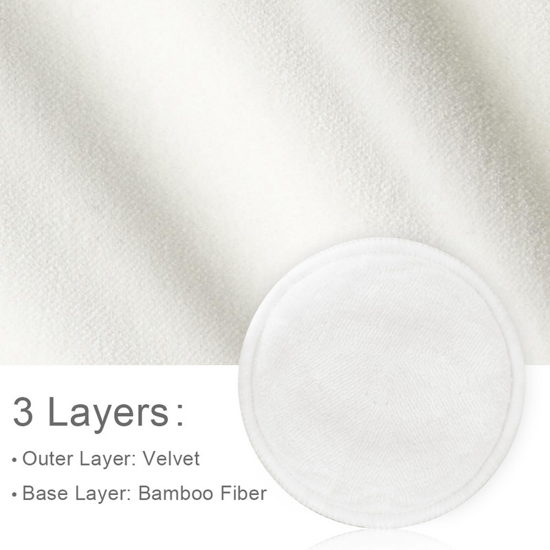 Tampoane demachiante reutilizabile 4/8/10/16 buc. Șervețele de față Machiaj lavabile de curățare Bumbac, bambus, trei straturi, cu geantă de rufe plasă