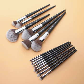 Комплект четки за грим Sywinas 15 бр. Висококачествен черен естествен синтетичен косъм Nake Up Brush Tools Kit Професионални четки за грим