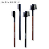 1 pieptene din oțel inoxidabil pentru sprâncene, mâner din lemn, perie de machiaj cu două fețe, cu scop dublu, pieptene pentru gene cu capac, instrumente cosmetice