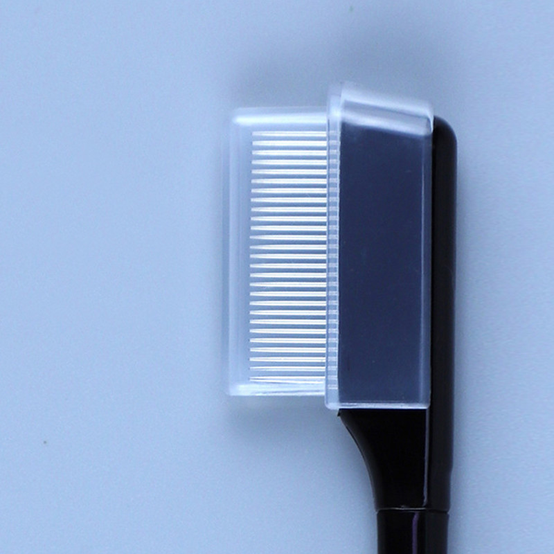 1 pieptene din oțel inoxidabil pentru sprâncene, mâner din lemn, perie de machiaj cu două fețe, cu scop dublu, pieptene pentru gene cu capac, instrumente cosmetice