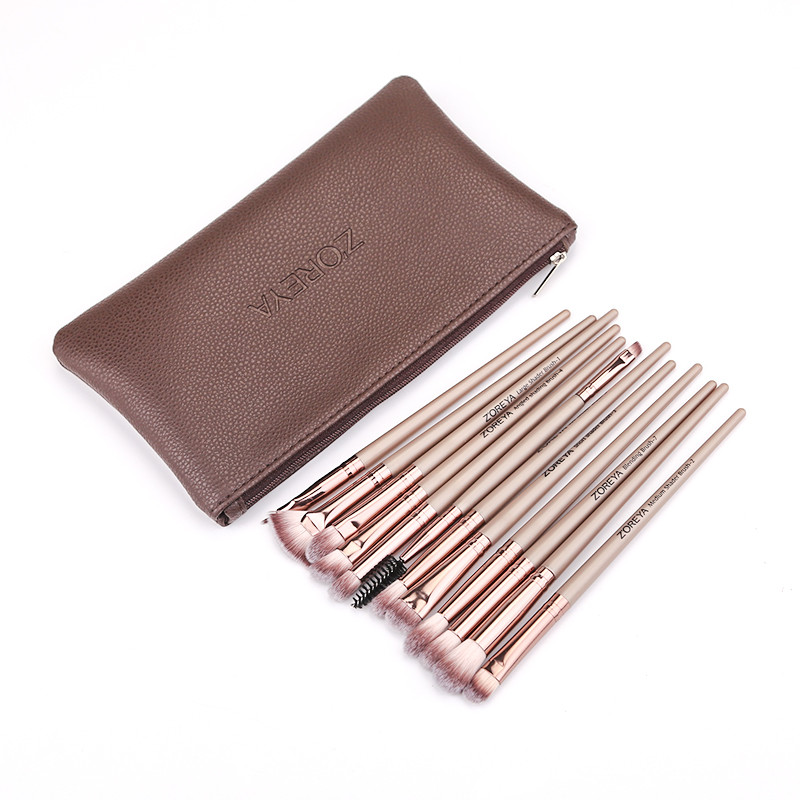 ZOREYA 12 buc. pensule de machiaj profesionale, de culoare neagră, fard de ochi, set de pensule de machiaj, pentru amestecarea eyeliner-ului pentru sprâncene, instrument cosmetic mic ventilator