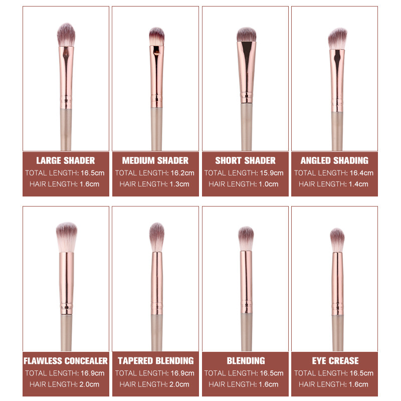 ZOREYA 12 buc. pensule de machiaj profesionale, de culoare neagră, fard de ochi, set de pensule de machiaj, pentru amestecarea eyeliner-ului pentru sprâncene, instrument cosmetic mic ventilator