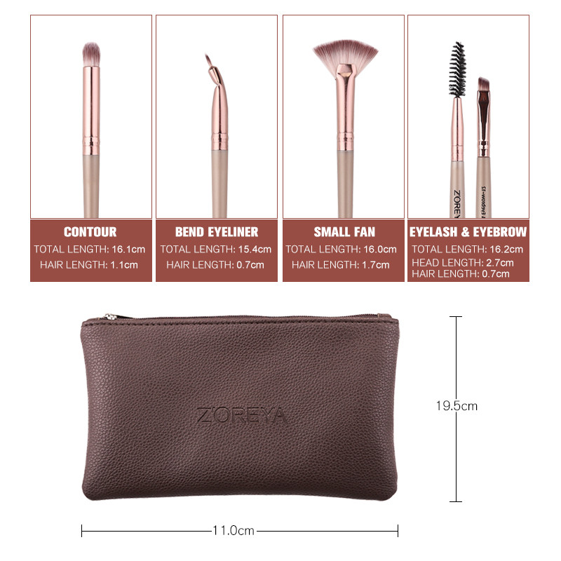 ZOREYA 12 buc. pensule de machiaj profesionale, de culoare neagră, fard de ochi, set de pensule de machiaj, pentru amestecarea eyeliner-ului pentru sprâncene, instrument cosmetic mic ventilator