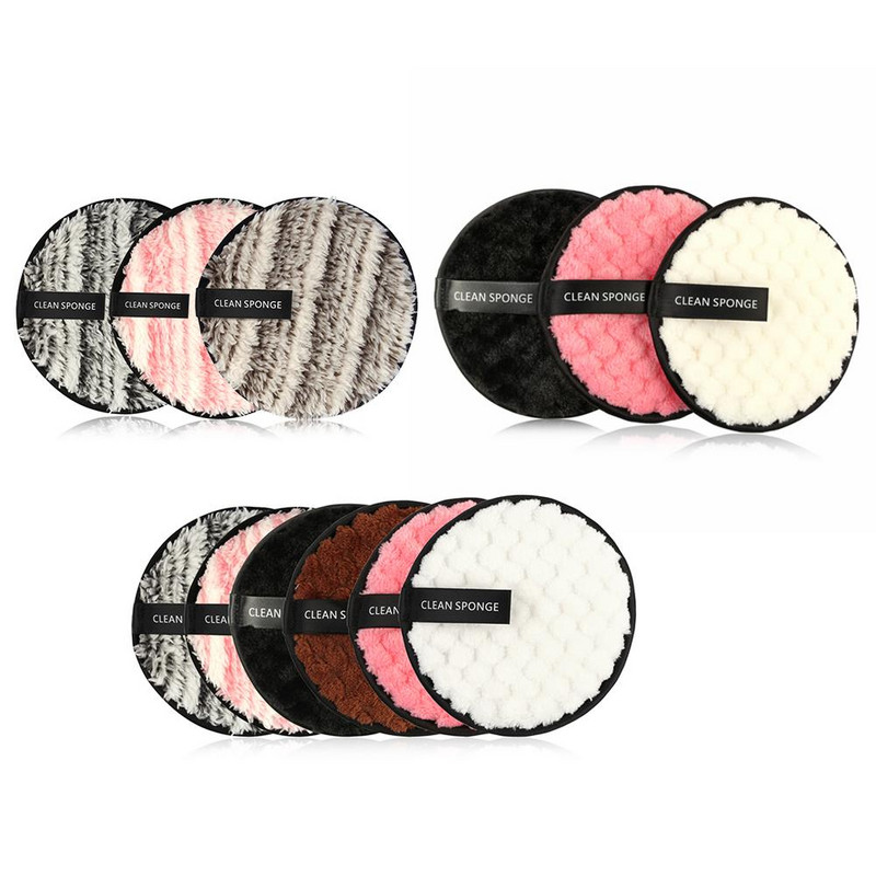 6/4/3 buc. Tampă de demachiere din fibre, reutilizabilă, pentru curățarea feței, prosop din pânză cu burete, instrument pentru tampoane de curățare a pielii.