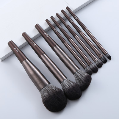 FLD 11/8 buc. Păr natural, pensule de machiaj verde, pudră de fond de ten, fard de pleoape, set de perii pentru sprâncene, instrument cosmetic pentru machiaj profesional