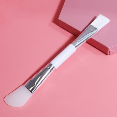 Perie pentru mască facială din silicon Perie profesională cu două capete pentru amestecarea fibrelor de lână, instrument cosmetic pentru îngrijirea pielii, ușor de curățat 1 buc.