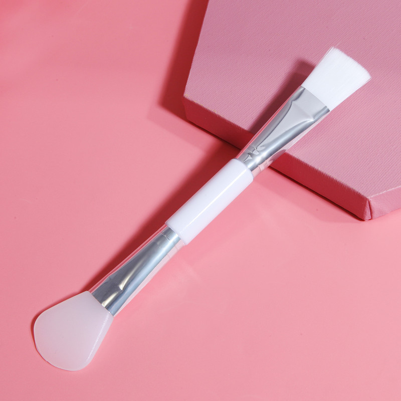 Perie pentru mască facială din silicon Perie profesională cu două capete pentru amestecarea fibrelor de lână, instrument cosmetic pentru îngrijirea pielii, ușor de curățat 1 buc.