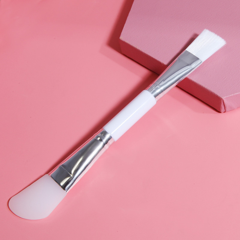 Perie pentru mască facială din silicon Perie profesională cu două capete pentru amestecarea fibrelor de lână, instrument cosmetic pentru îngrijirea pielii, ușor de curățat 1 buc.