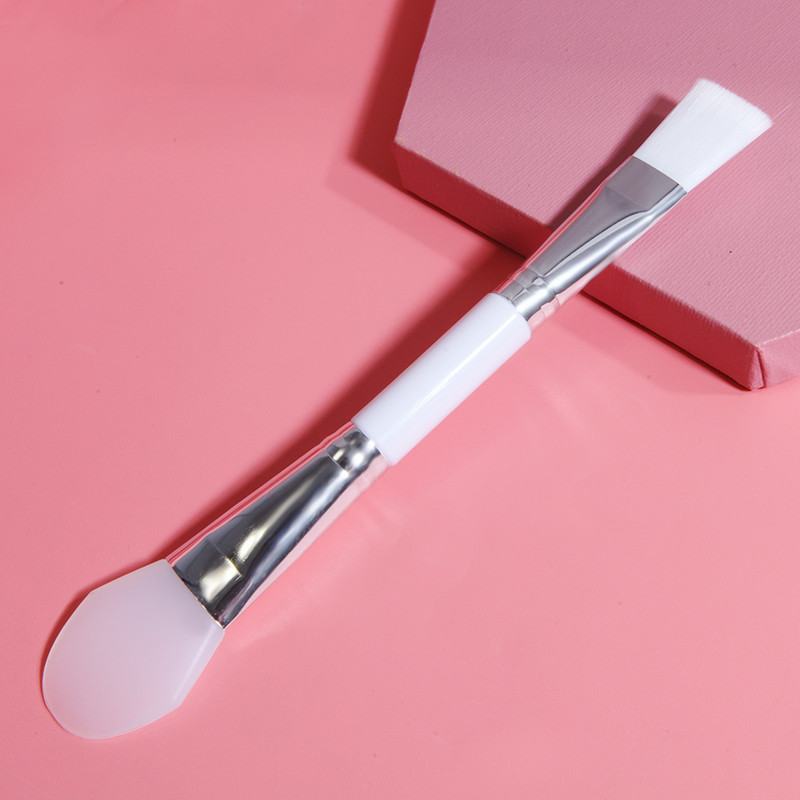 Perie pentru mască facială din silicon Perie profesională cu două capete pentru amestecarea fibrelor de lână, instrument cosmetic pentru îngrijirea pielii, ușor de curățat 1 buc.