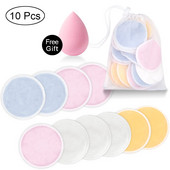 Tampoane de machiaj reutilizabile 4/8/10/16 buc Bumbac de curățare lavabil Demachiant din microfibră Moale bambus Bumbac pentru față cu sac de rufe