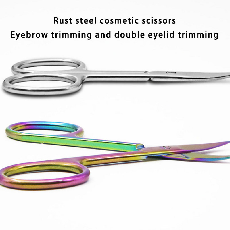 Foarfece de îngrijire din oțel inoxidabil Foarfecă confortabilă de frumusețe Dreaptă, rezistentă, pentru machiaj, mustață, bărbați, femei