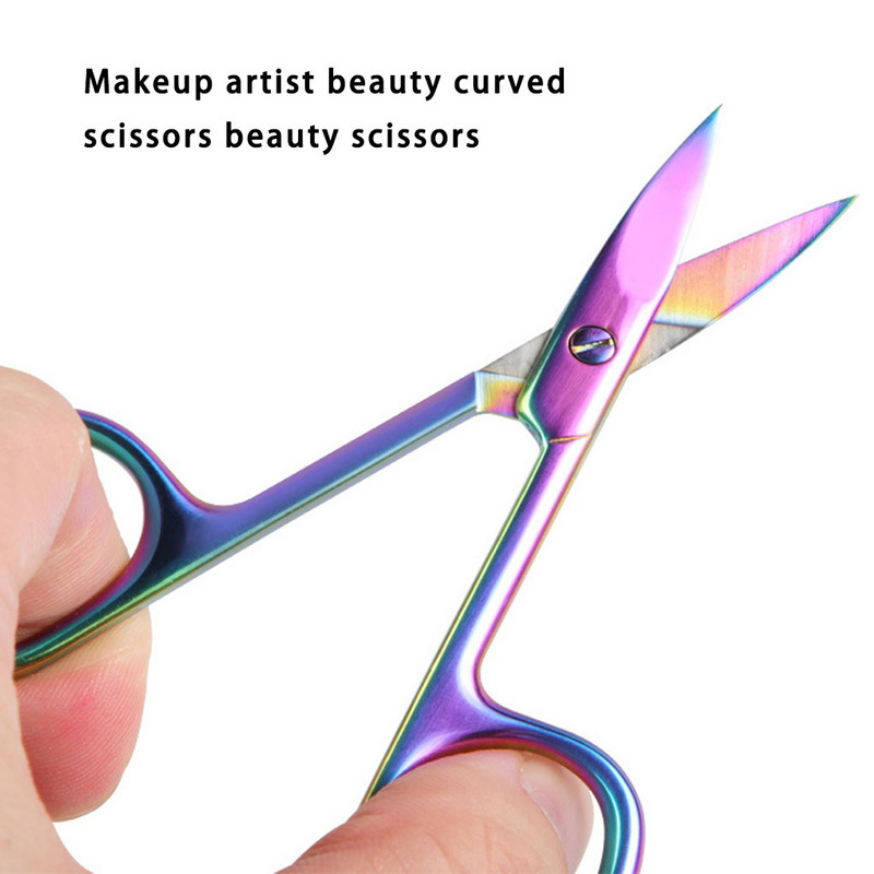 Foarfece de îngrijire din oțel inoxidabil Foarfecă confortabilă de frumusețe Dreaptă, rezistentă, pentru machiaj, mustață, bărbați, femei