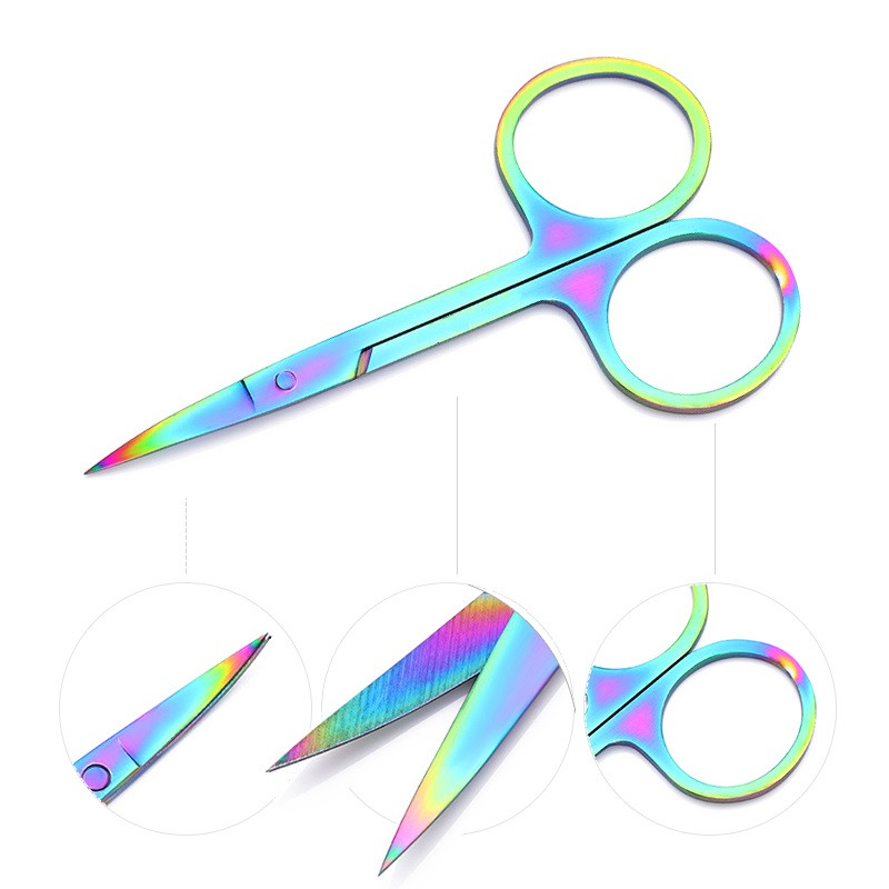 Nou colorat gene sprancene foarfeca machiaj cameleon cap curbat manichiura frumusete foarfeca unghii cuticule instrument pentru îndepărtarea părului